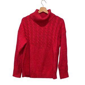 Sundance Red Cable Knit Turtleneck Long Sleeves Pullover Women's Sweater M